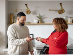 Man and woman talking